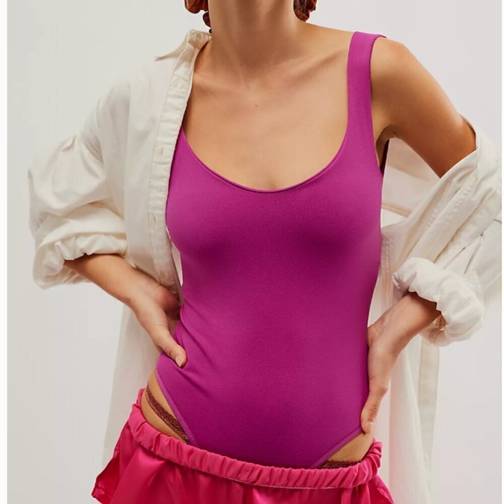 NWT Intimately Free People Clean Lines Bodysuit Boysenberry Sz L/XL